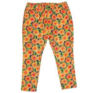 Mens Pants Joggers Orange Green Blue Flower Floral Loose Harem Casual Beach XL
